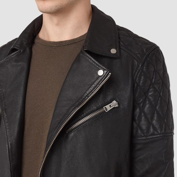 All Saints Boyson Leather Biker Jacket S M - Picture 2 of 8